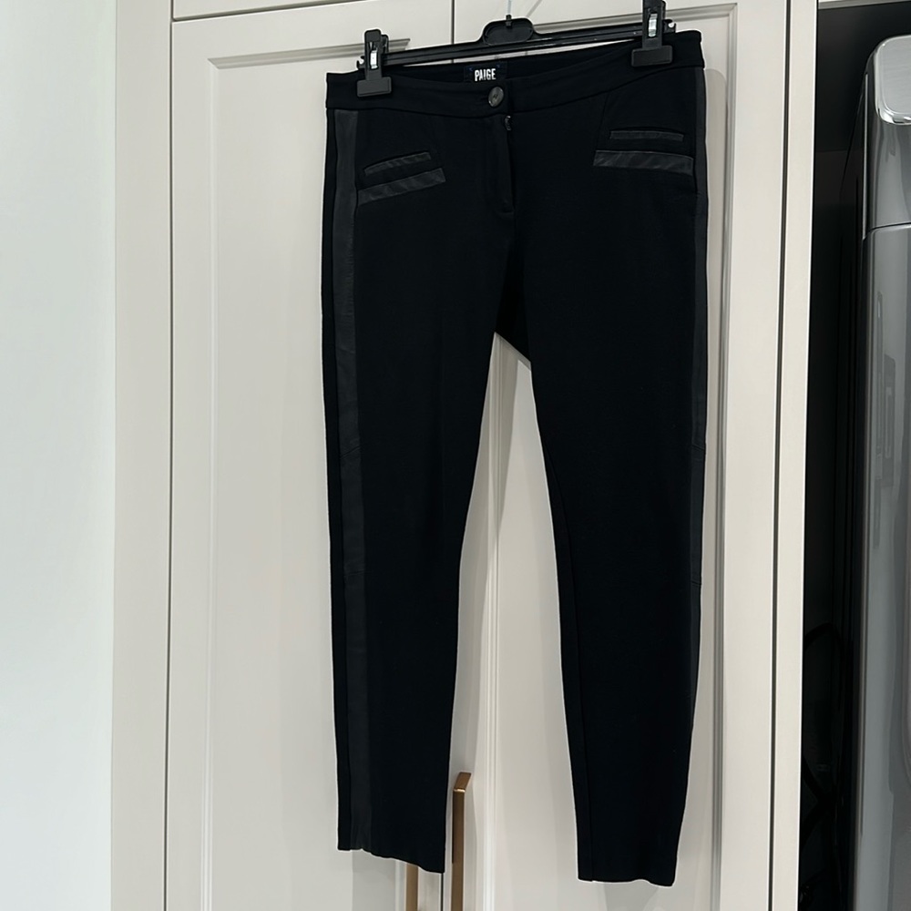 Paige leather and rayonne dressy pants.